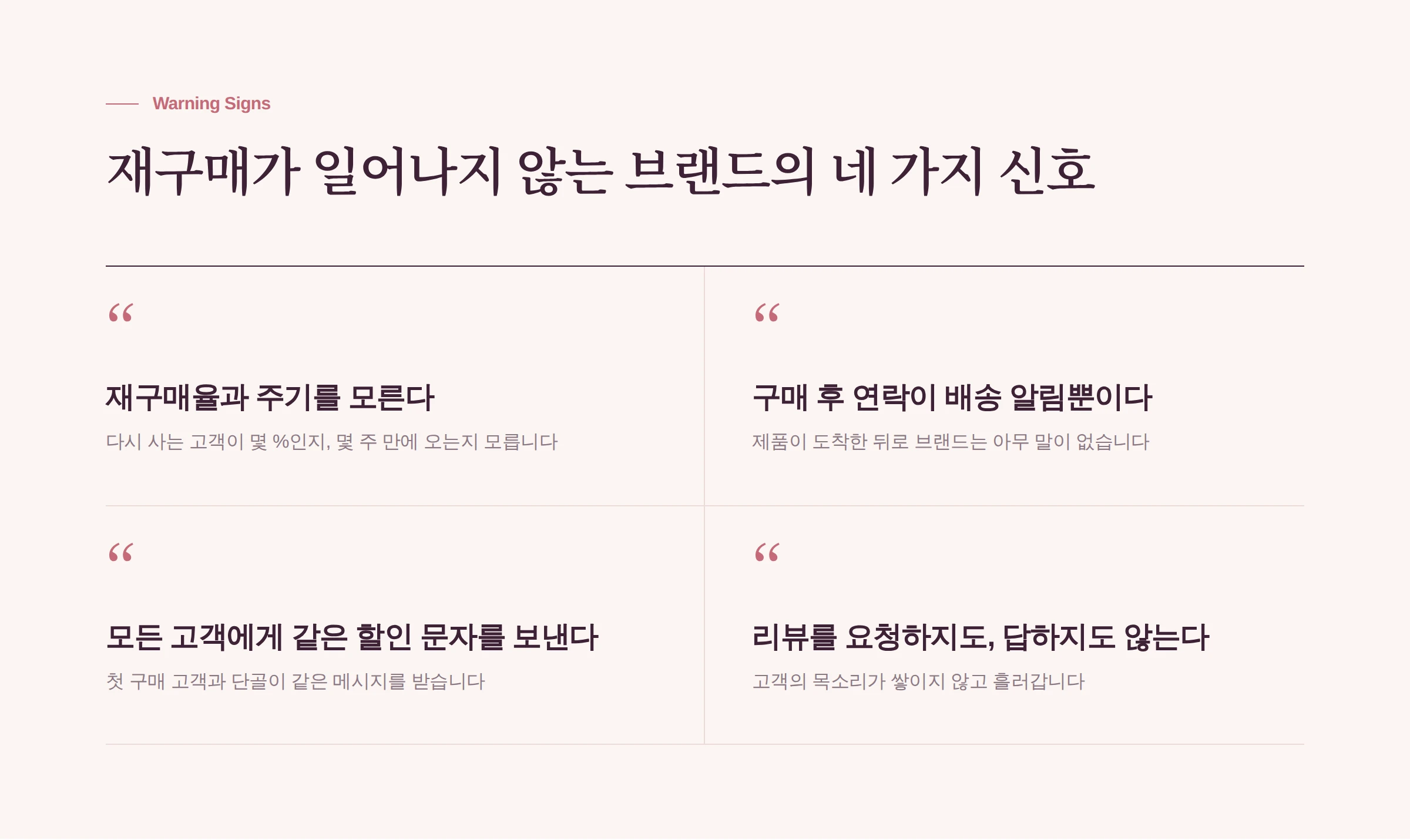 재구매가 일어나지 않는 브랜드의 네 가지 신호